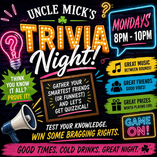 Trivia Night 8pm-10pm