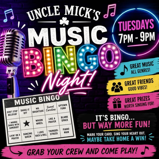 Music Bingo 7pm-9pm