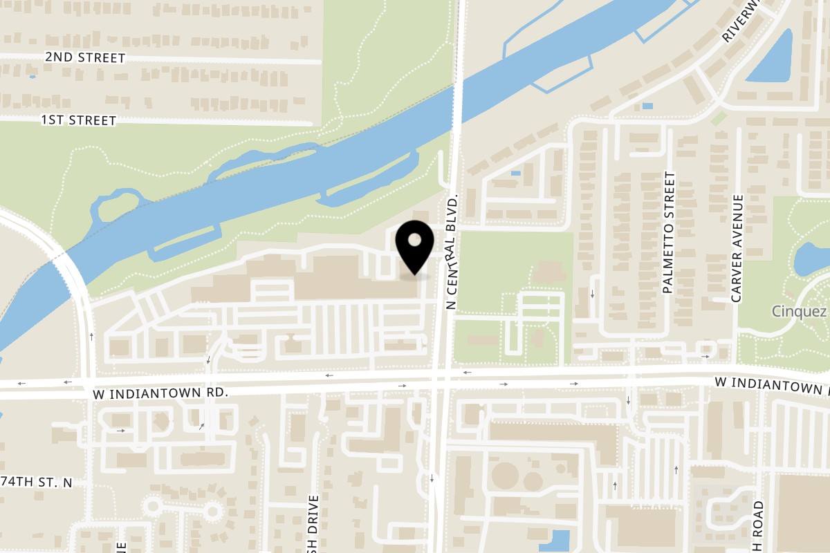 Map showing the location of Uncle Mick's Bar & Grill on 6671 W Indiantown Rd #61 in Jupiter
